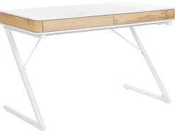 Schreibtisch Weis / Heller Holzfarbton 120 X 60 Cm 2 Schubladen Fontana
