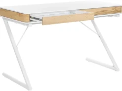 Schreibtisch Weis / Heller Holzfarbton 120 X 60 Cm 2 Schubladen Fontana