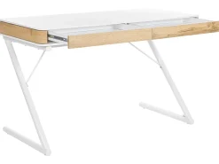 Schreibtisch Weis / Heller Holzfarbton 120 X 60 Cm 2 Schubladen Fontana