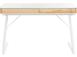 Schreibtisch Weis / Heller Holzfarbton 120 X 60 Cm 2 Schubladen Fontana