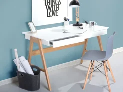 Schreibtisch Weis 120 X 70 Cm 2 Schubladen Sheslay