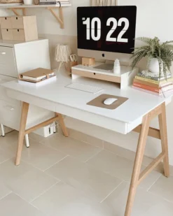 Schreibtisch Weis 120 X 70 Cm 2 Schubladen Sheslay