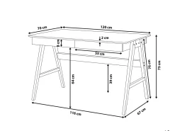 Schreibtisch Weis 120 X 70 Cm 2 Schubladen Sheslay