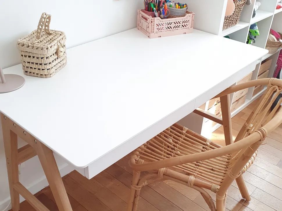 Schreibtisch Weis 120 X 70 Cm 2 Schubladen Sheslay