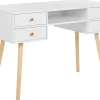 Schreibtisch Weis 110 X 55 Cm 4 Schubladen Levin
