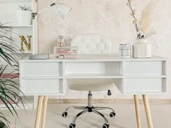 Schreibtisch Weis 110 X 55 Cm 4 Schubladen Levin