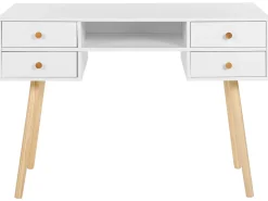 Schreibtisch Weis 110 X 55 Cm 4 Schubladen Levin