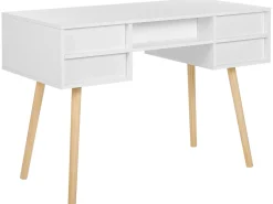 Schreibtisch Weis 110 X 55 Cm 4 Schubladen Levin