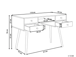 Schreibtisch Weis 110 X 55 Cm 4 Schubladen Levin