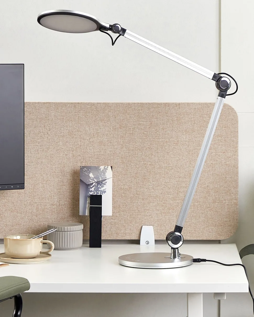 Schreibtischlampe Led Metall Silber 34 Cm Verstellbar Eridanus