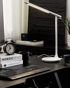 Schreibtischlampe Led Metall Weis 38 Cm Verstellbar Draco