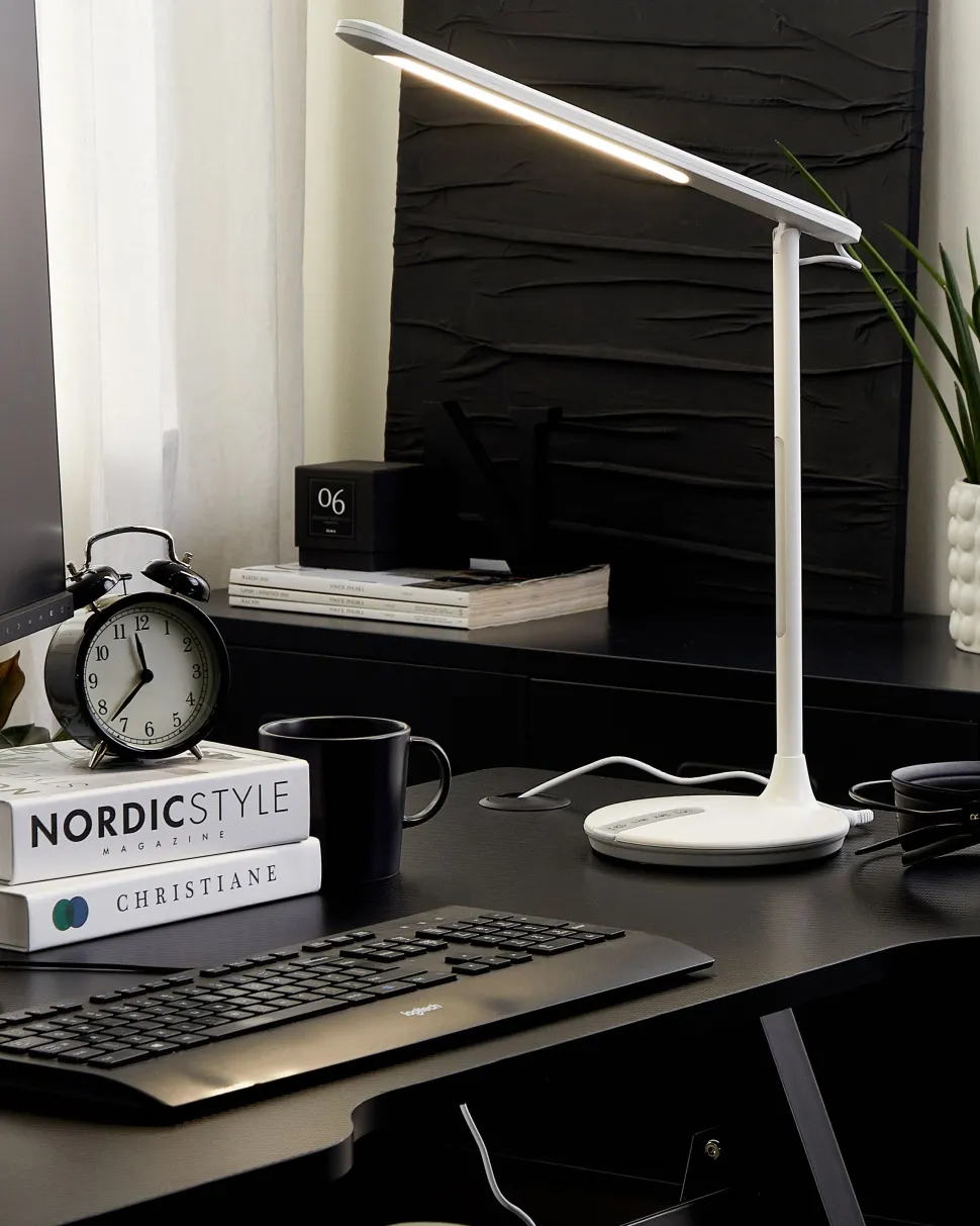 Schreibtischlampe Led Metall Weis 38 Cm Verstellbar Draco