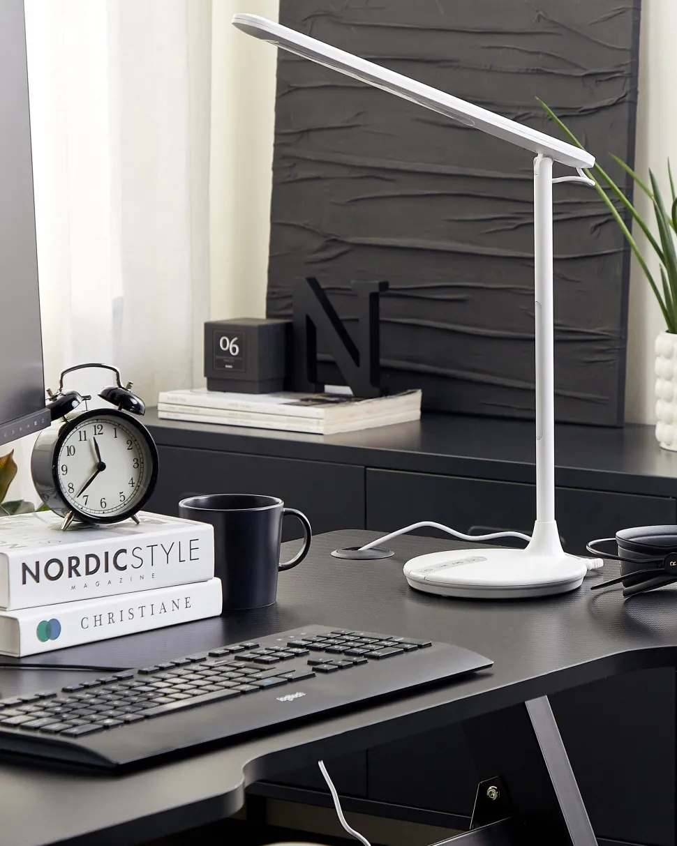 Schreibtischlampe Led Metall Weis 38 Cm Verstellbar Draco