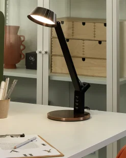 Schreibtischlampe Led Metall Kupfer 40 Cm Verstellbar Mit Usb-Port Chamaeleon
