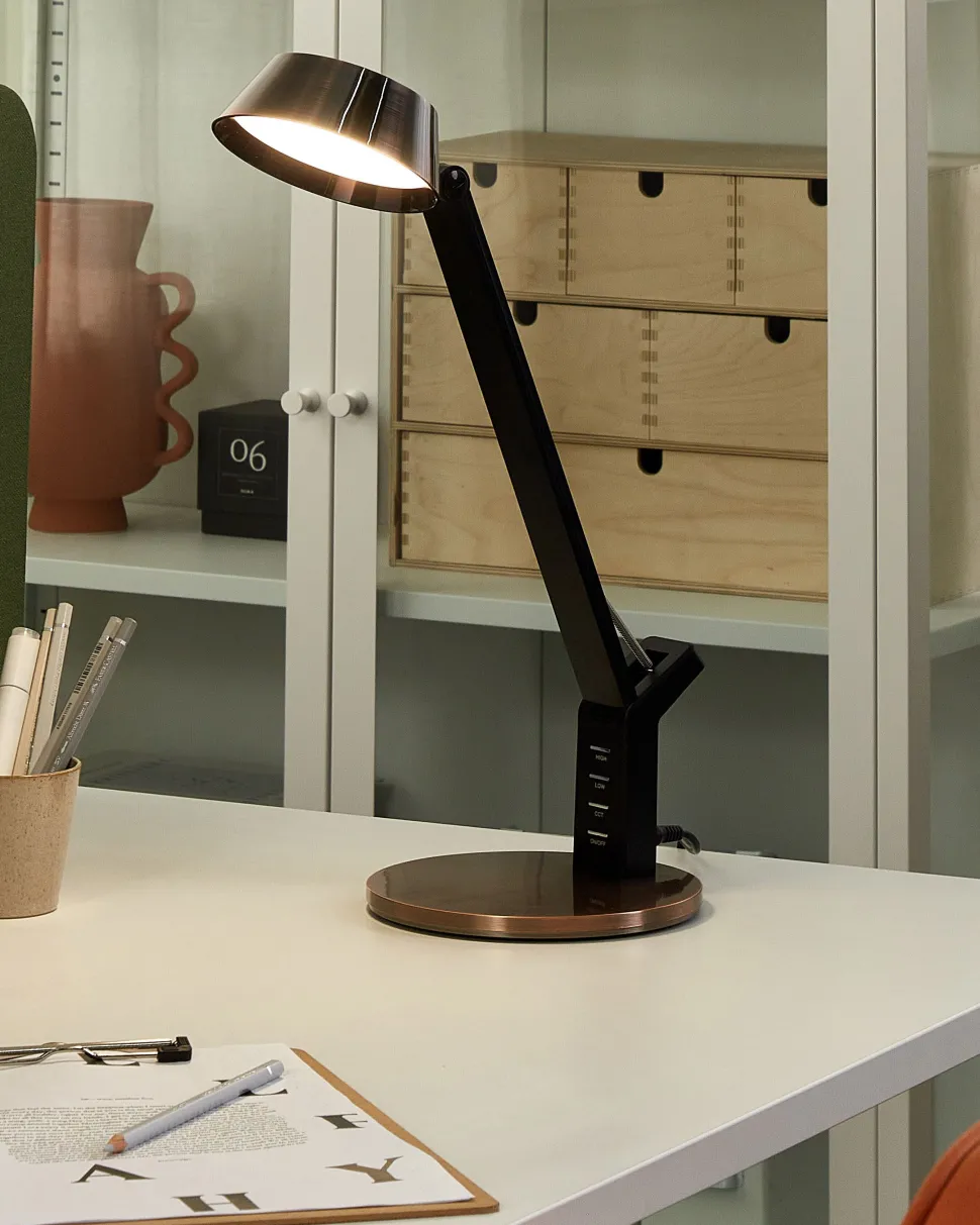 Schreibtischlampe Led Metall Kupfer 40 Cm Verstellbar Mit Usb-Port Chamaeleon