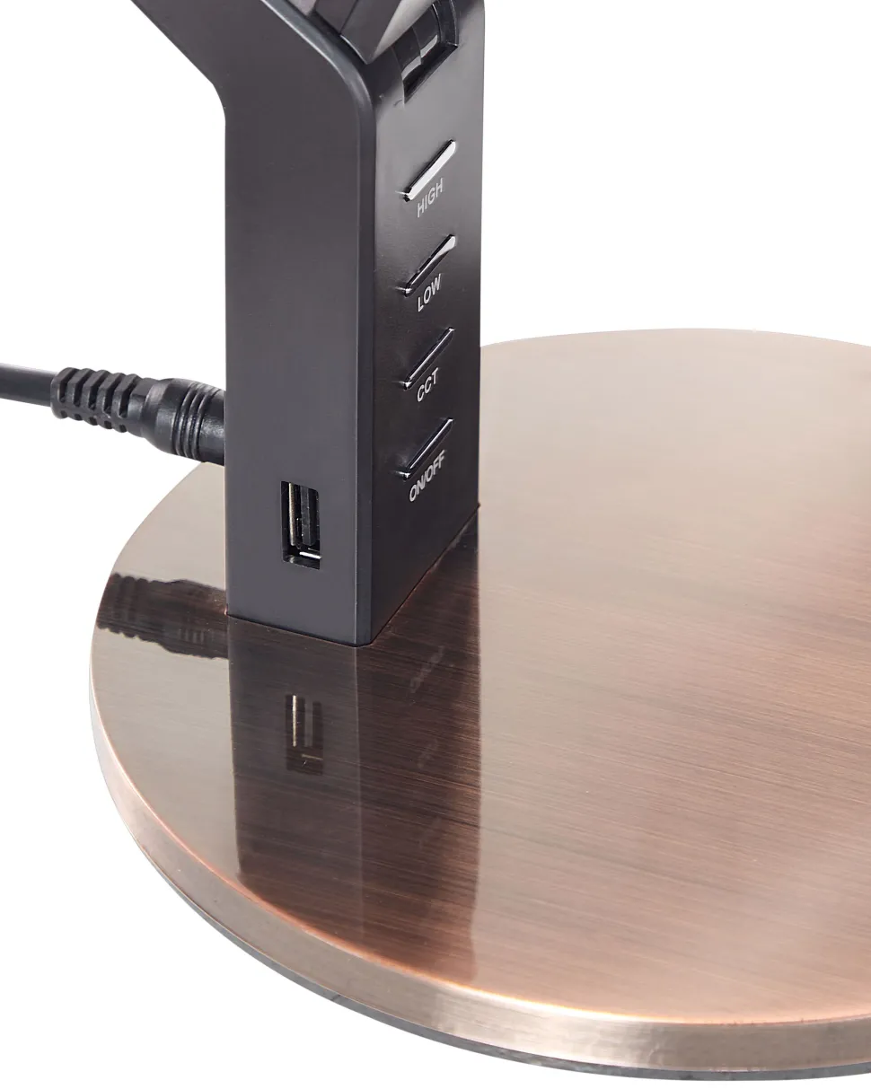 Schreibtischlampe Led Metall Kupfer 40 Cm Verstellbar Mit Usb-Port Chamaeleon