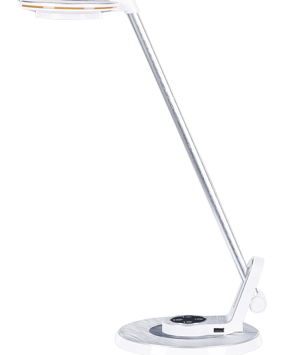 Schreibtischlampe Led Metall Weis / Silber 45 Cm Verstellbar Mit Usb-Port Corvus
