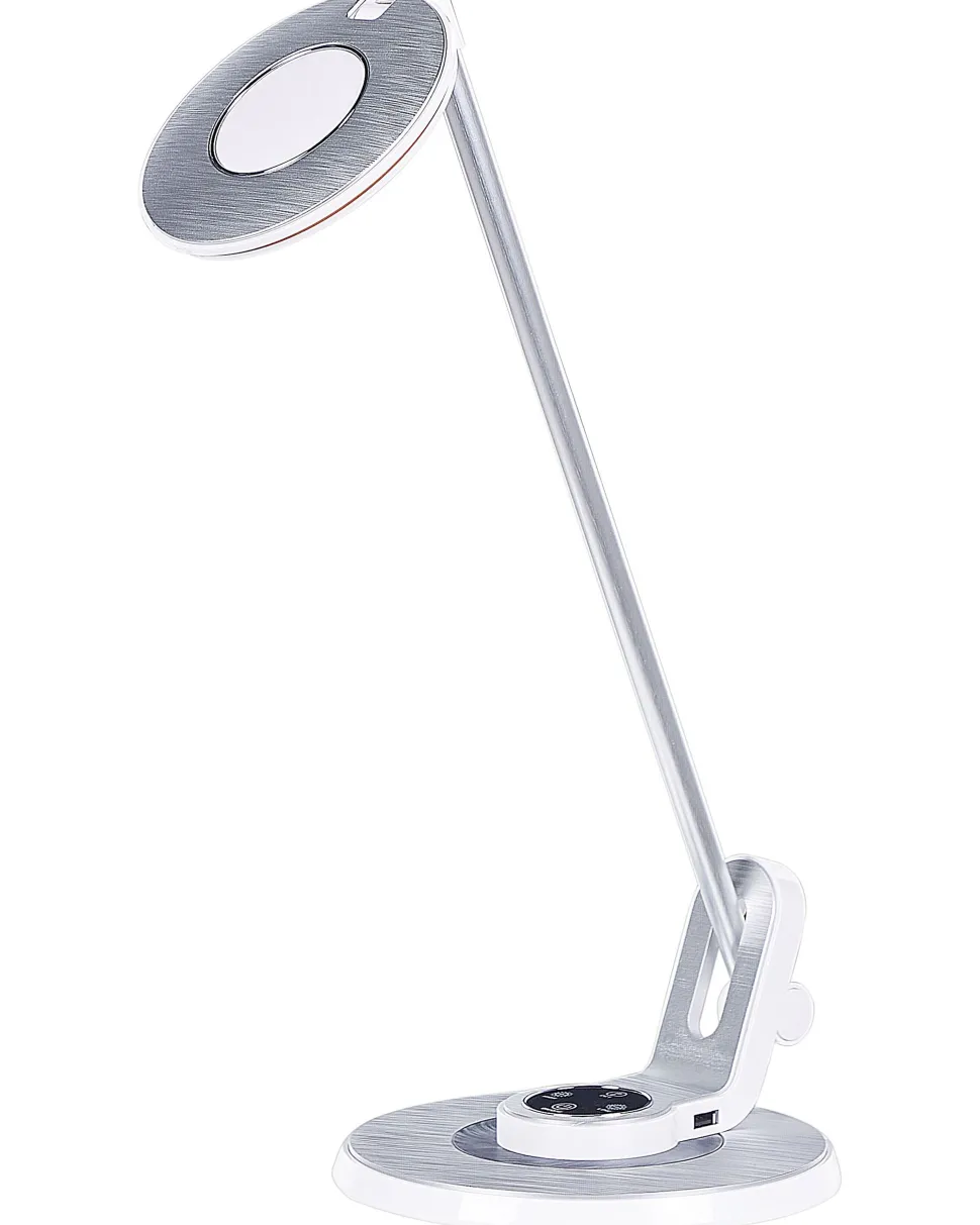 Schreibtischlampe Led Metall Weis / Silber 45 Cm Verstellbar Mit Usb-Port Corvus