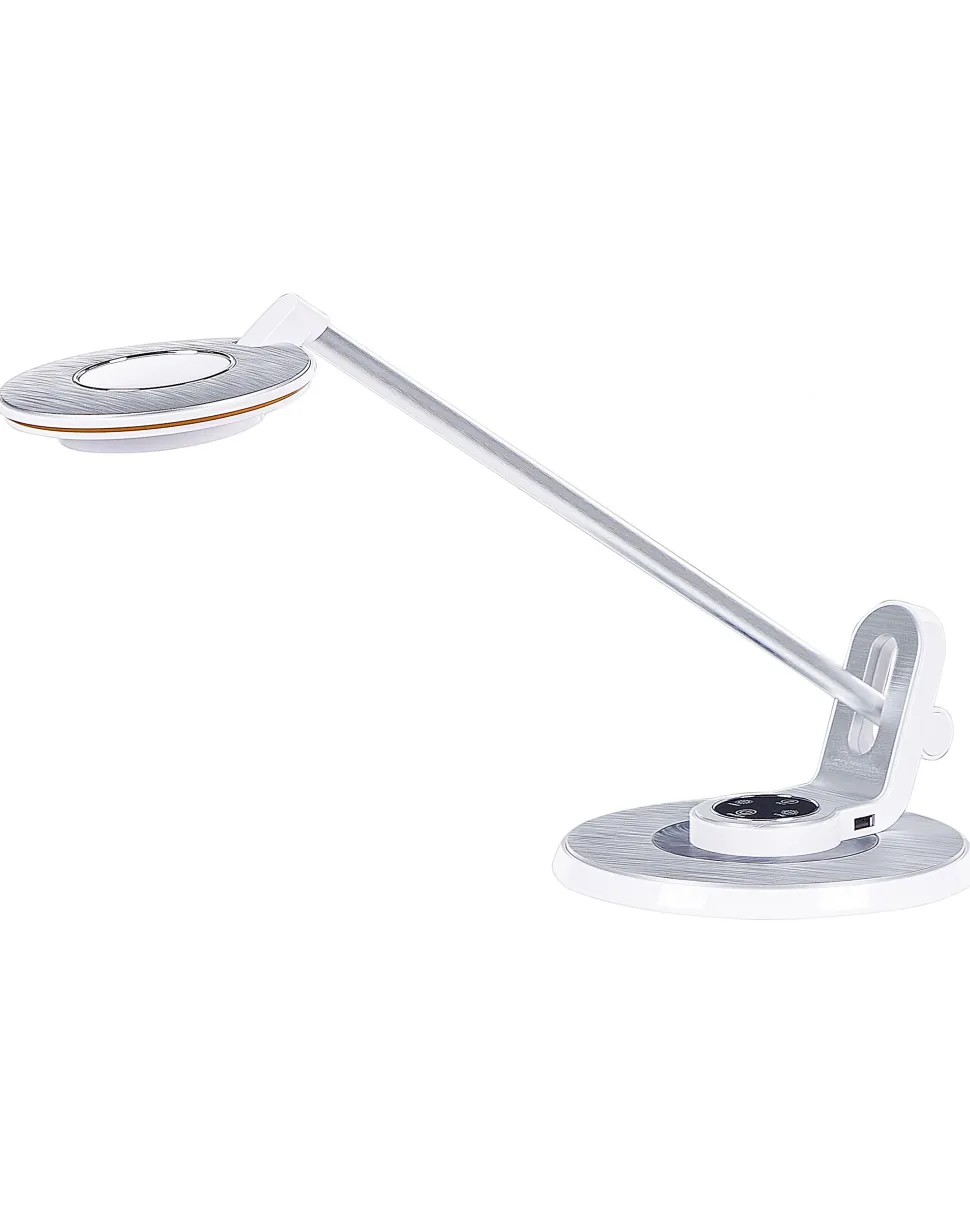 Schreibtischlampe Led Metall Weis / Silber 45 Cm Verstellbar Mit Usb-Port Corvus