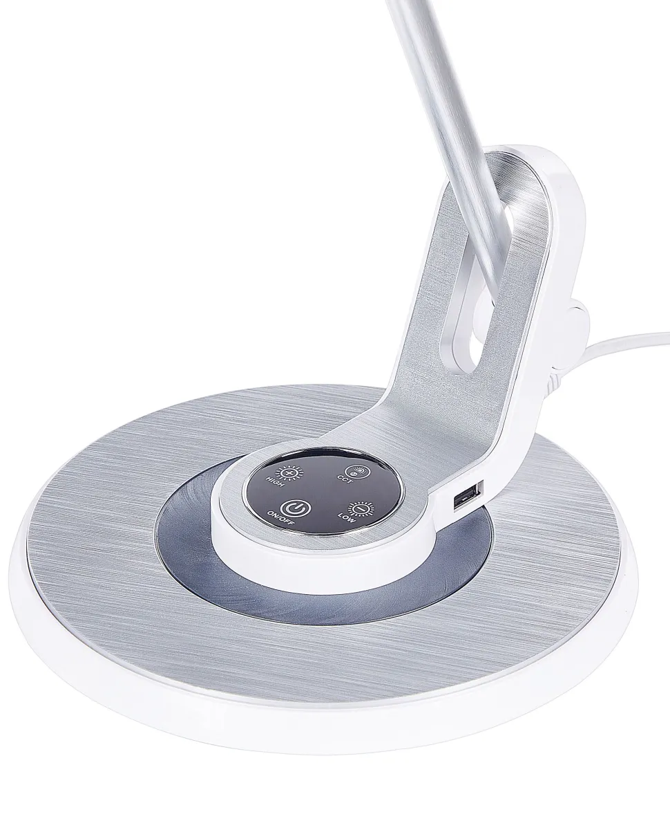Schreibtischlampe Led Metall Weis / Silber 45 Cm Verstellbar Mit Usb-Port Corvus