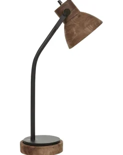 Schreibtischlampe Mango Holz Dunkelbraun / Schwarz 62 Cm Glockenform Kolar