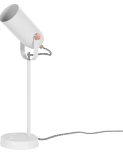 Schreibtischlampe Metall Weis / Kupferfarben Matt 48 Cm Rund Tyria