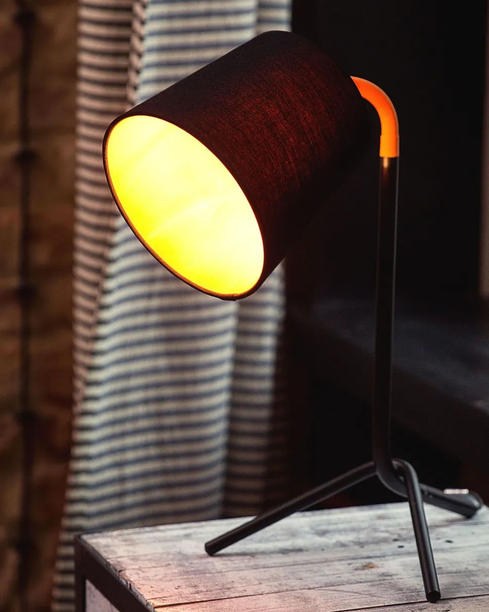 Schreibtischlampe Schwarz 42 Cm Trommelform Mooki