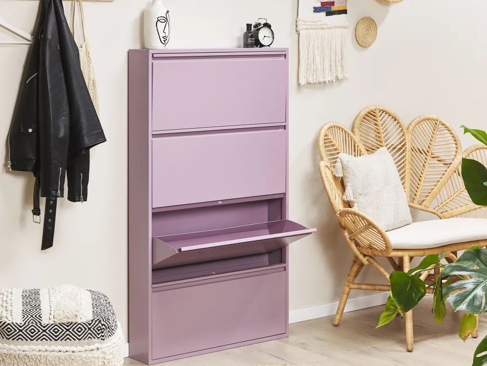 Schuhschrank Violett 4 Klappturen Torrens