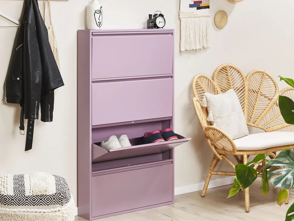 Schuhschrank Violett 4 Klappturen Torrens