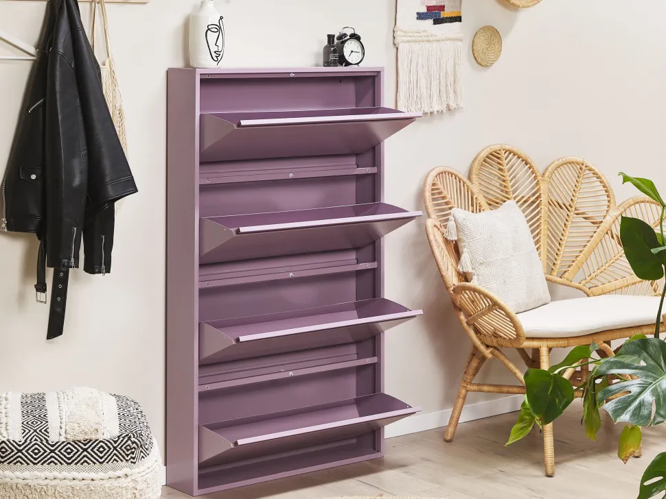 Schuhschrank Violett 4 Klappturen Torrens