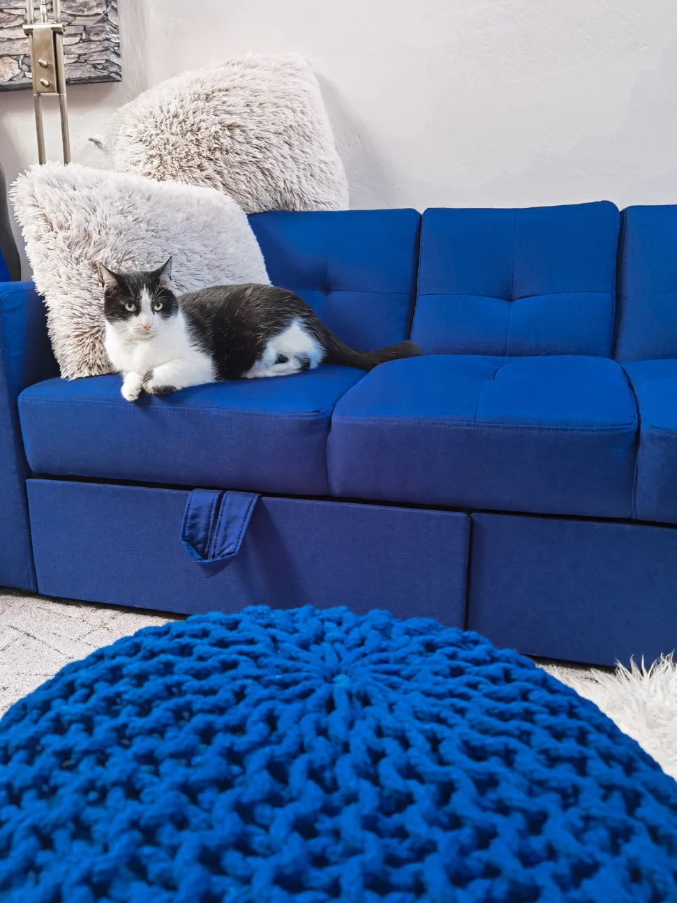 Sectional Sofa Bed With Ottoman Navy Blue Falster