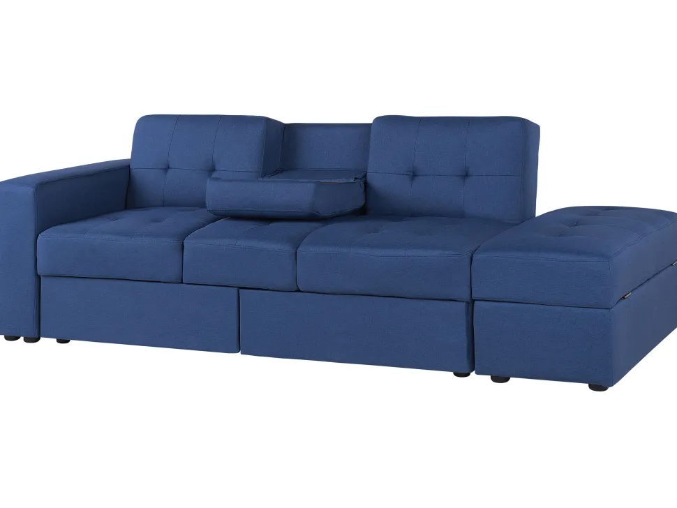 Sectional Sofa Bed With Ottoman Navy Blue Falster