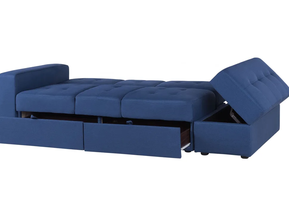Sectional Sofa Bed With Ottoman Navy Blue Falster