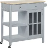 Servierwagen Grau / Heller Holzfarbton Mit 2 Schubalden Genoa