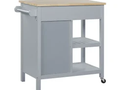 Servierwagen Grau / Heller Holzfarbton Mit 2 Schubalden Genoa