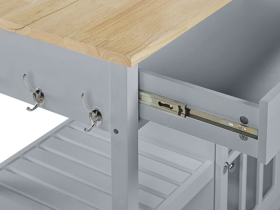 Servierwagen Grau / Heller Holzfarbton Mit 2 Schubalden Genoa
