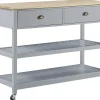 Servierwagen Grau / Heller Holzfarbton Mit 2 Schubladen Navarino