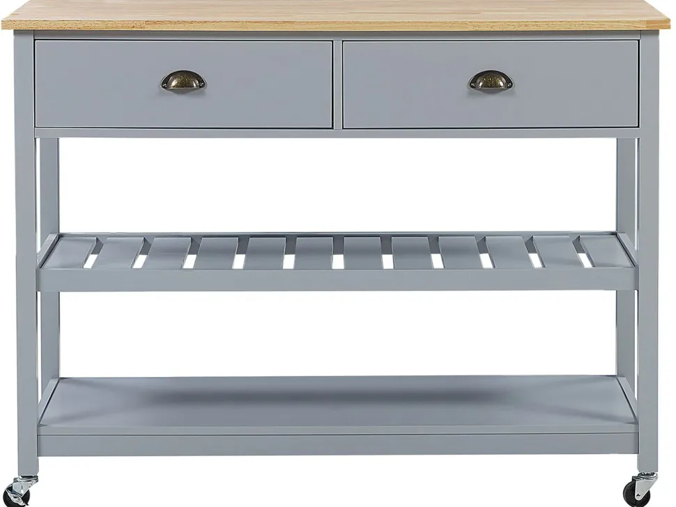 Servierwagen Grau / Heller Holzfarbton Mit 2 Schubladen Navarino