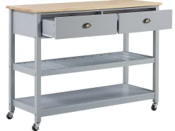 Servierwagen Grau / Heller Holzfarbton Mit 2 Schubladen Navarino