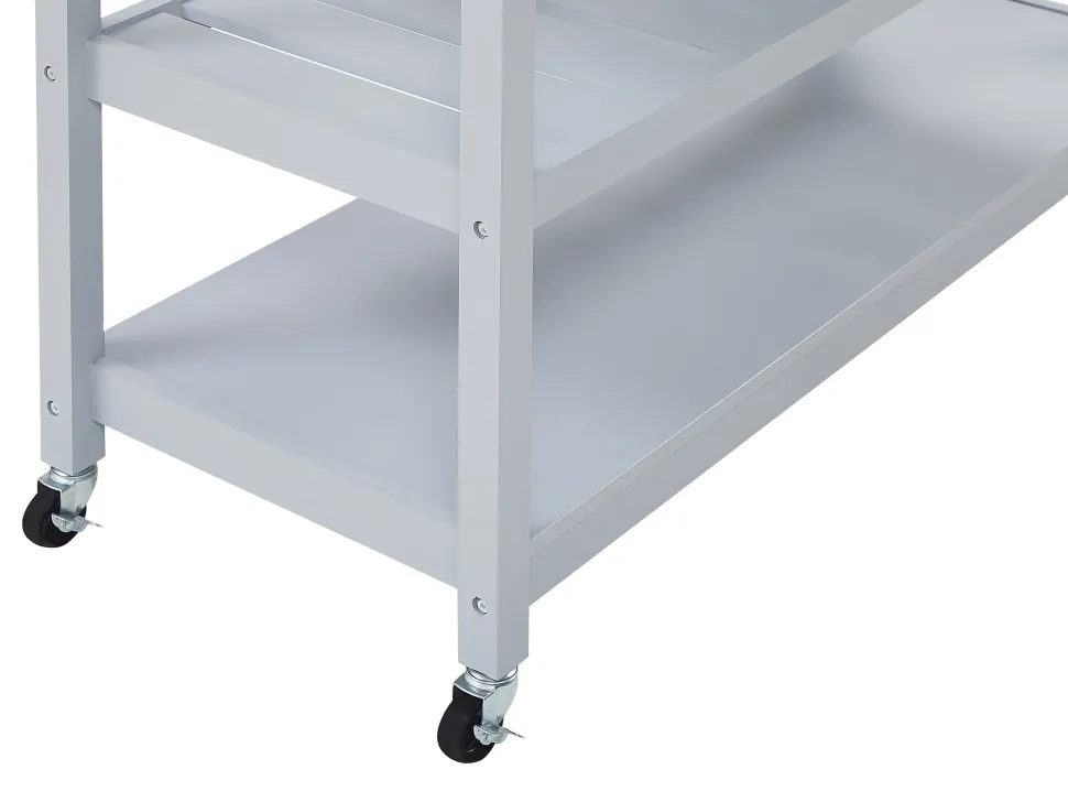 Servierwagen Grau / Heller Holzfarbton Mit 2 Schubladen Navarino