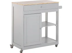 Servierwagen Hellgrau / Heller Holzfarbton Mit Schublade Trapani