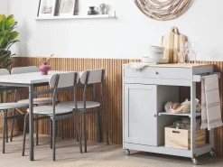 Servierwagen Hellgrau / Heller Holzfarbton Mit Schublade Trapani