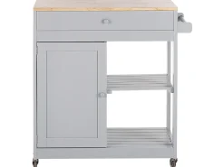 Servierwagen Hellgrau / Heller Holzfarbton Mit Schublade Trapani
