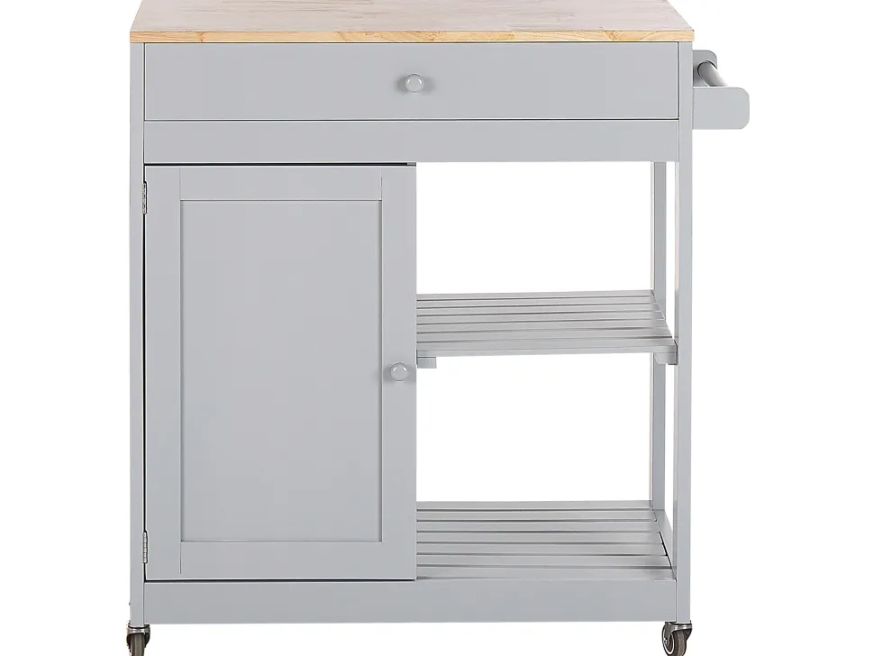 Servierwagen Hellgrau / Heller Holzfarbton Mit Schublade Trapani