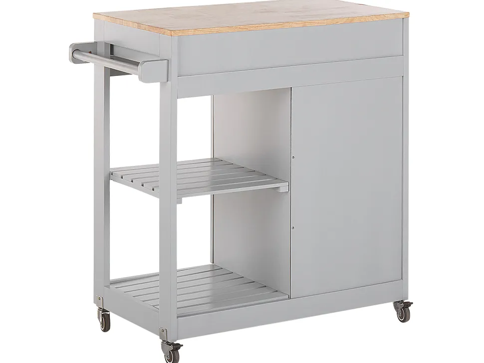 Servierwagen Hellgrau / Heller Holzfarbton Mit Schublade Trapani