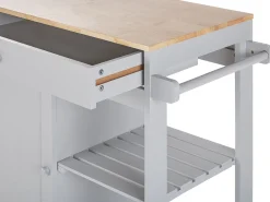 Servierwagen Hellgrau / Heller Holzfarbton Mit Schublade Trapani