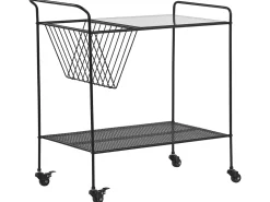 Servierwagen Metall / Glas Schwarz 2 Etagen Alamo