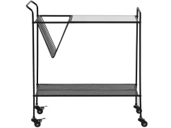 Servierwagen Metall / Glas Schwarz 2 Etagen Alamo
