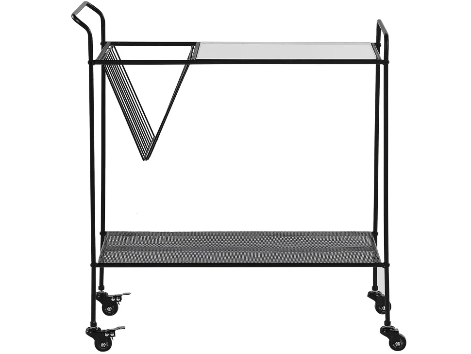 Servierwagen Metall / Glas Schwarz 2 Etagen Alamo