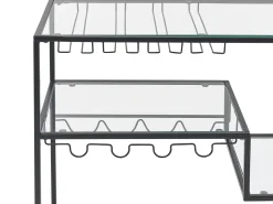 Servierwagen Metall / Glas Schwarz Mit Weinregal 4 Etagen Marcola